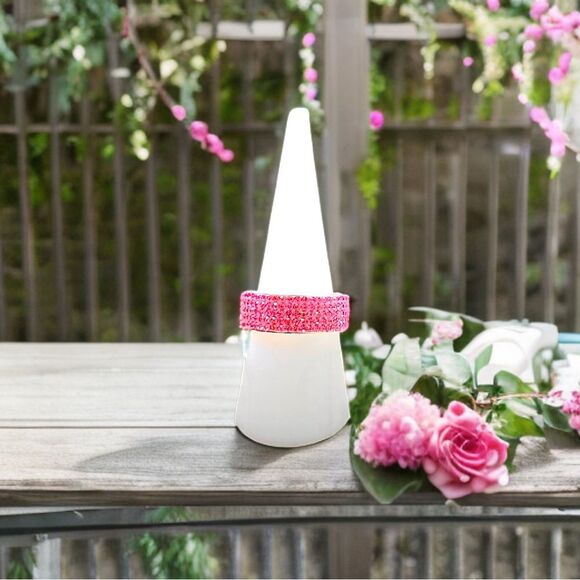 New Stainless Steel 316L 5 Rows of Rose Pink AAA Crystal Wedding Ring - SZ 8 - Picture 3 of 4